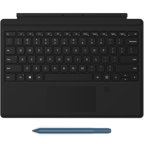 Microsoft Surface Pro Signature Type Cover w/ Finger Print Reader Black + Microsoft Surface Pen Ice Blue