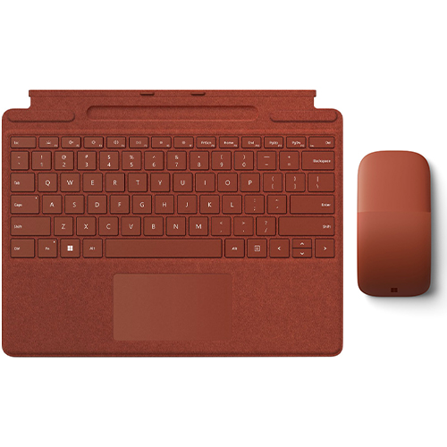 Microsoft Surface Pro Signature Keyboard Poppy Red + Microsoft Surface Arc Touch Mouse Poppy Red - Wireless - Bluetooth Connectivity - Ultra-slim & lightweight - Innovative full scroll plane