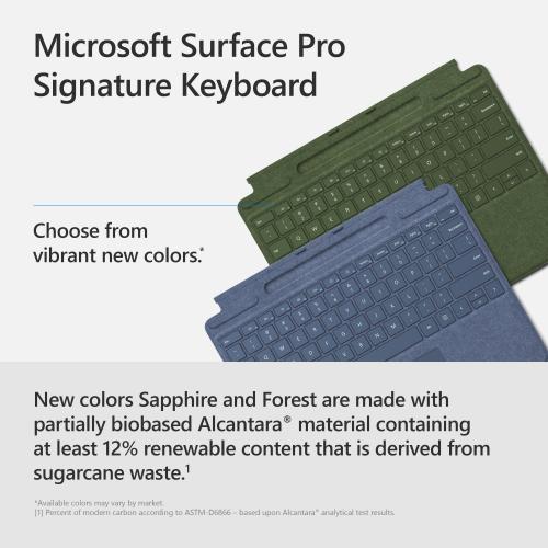 Microsoft Surface Pro Signature Keyboard Forest + Microsoft Surface Arc Touch Mouse Platinum   Wireless   Bluetooth Connectivity   Ultra Slim & Lightweight   Innovative Full Scroll Plane 