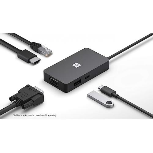 Microsoft Surface USB C Travel Hub For Business   USB Type C Connector   1 X USB A Port & 1 X USB C Port   1 X HDMI & 1 X VGA   1 X Network (RJ 45) 