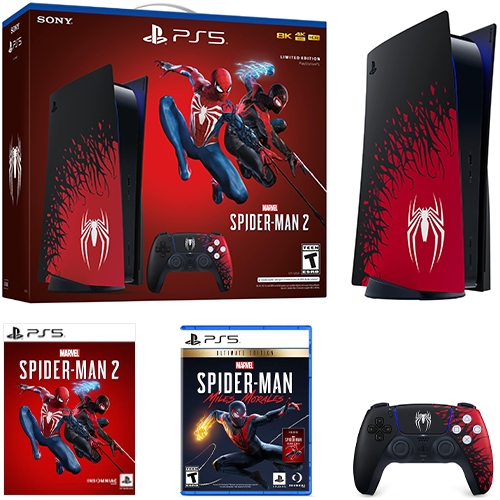 PlayStation 5 Console Marvels Spider-Man 2 Limited Edition Bundle + Marvels Spider-Man: Miles Morales Ultimate Edition