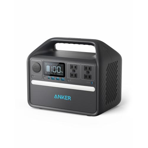 Anker PowerHouse 535 Portable Solar Generator - High-Speed Charging - 160000 mAh Capacity - Solar Power Charging - USB-C port, 3 USB port - 500W AC Outlet