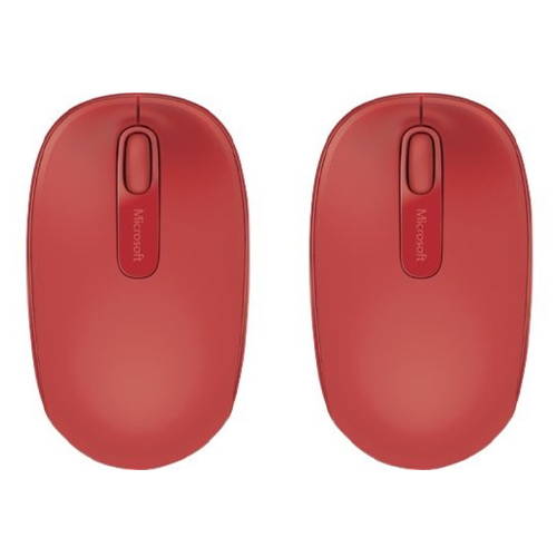 Microsoft Wireless Mobile Mouse 1850 Flame Red (2) - Wireless Connectivity - USB 2.0 Nano Transceiver - Built-in Storage for Transceiver - Ambidextrous Design - Up to 6-month Battery Life