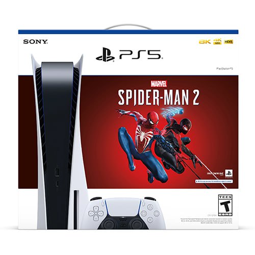 PlayStation 5 Console Marvels Spider-Man 2 Bundle - Includes PS5 Console &  DualSense Controller - 16GB RAM 825GB SSD - Custom Integrated I/O 