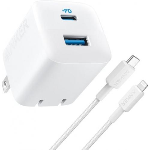 Anker Wall Charger with 6 ft USB-C to Lightning Cable White - Charge all your handheld Apple devices - High-speed USB-C charging - Compact, Slim and Foldable (Ready for Travel) - Supports PPS - Build-in cable