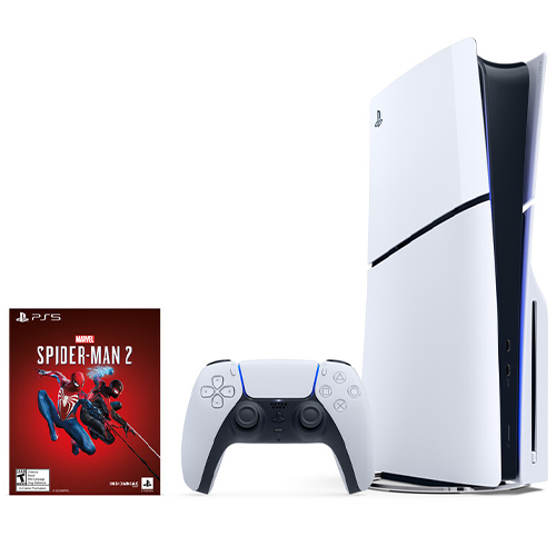 PlayStation 5 Slim Console Marvels Spider Man 2 Bundle + PlayStation 5 DualSense Wireless Controller Starlight Blue 