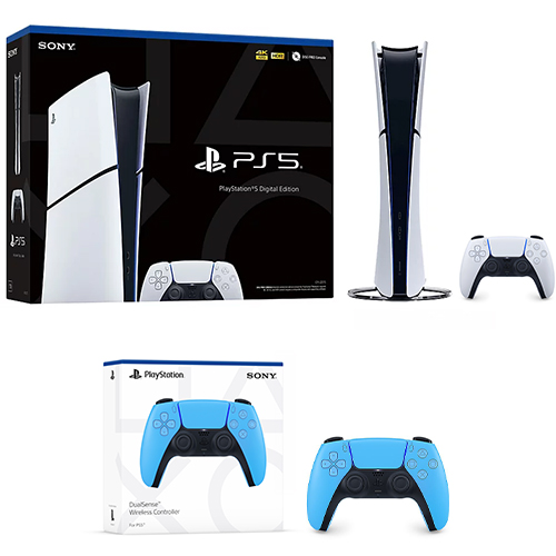 PlayStation 5 Digital Slim Console + PlayStation 5 DualSense Wireless Controller Starlight Blue