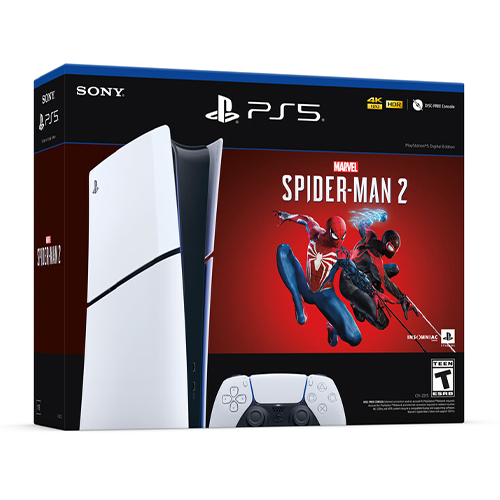 PlayStation 5 Digital Slim Edition Marvels Spider Man 2 Bundle + PlayStation 5 DualSense Wireless Controller Starlight Blue 