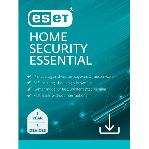 ESET Home Security Essential (Digital Download) - 1 Year Subscription, 3 Devices - Windows, Mac, Android - Antivirus & Antispyware - Ransomware Shield - Anti-Phishing - Exploit Blocker - Small System Footprint