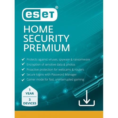 ESET Home Security Premium (Digital Download) - 1 Year Subscription, 3 Devices - Windows, Mac, Android - Antivirus & Antispyware - Ransomware Shield - Secure Browser - Password Manager - Secure Data - Network Inspector - ESET HOME Portal