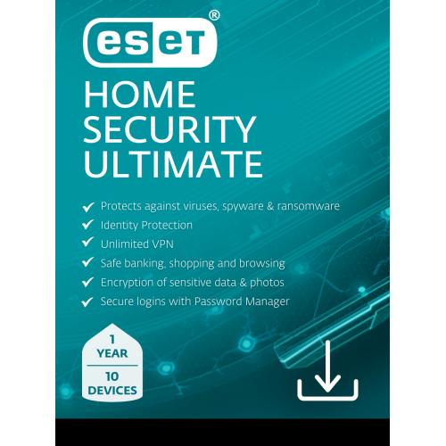 ESET Home Security Ultimate (Digital Download) - 1 Year Subscription, 10 Devices - Windows, Mac, Android - Antivirus & Antispyware - Ransomware Shield - Proactive Identity Protection - VPN - Secure Browser, Secure Data - ESET HOME Portal