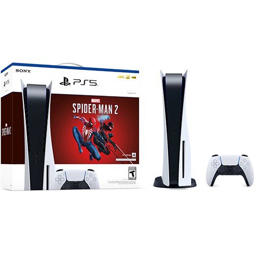 Open Box: PlayStation 5 Console Marvels Spider-Man 2 Bundle - Includes PS5 Console & DualSense Controller - 16GB RAM 825GB SSD - Custom Integrated I/O - Up to 120fps @ 120Hz output - Tempest 3D AudioTech