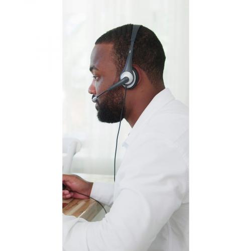 Open Box: Cyber Acoustics Mono Wired Headset (AC 104USB) ? Quality Sound For Calls, USB Or 3.5mm Connection, USB Control Module, Perfect For Call Center, Classroom Or Home 