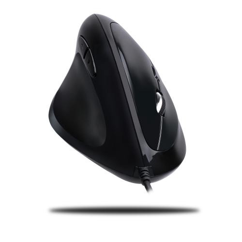 Open Box: Adesso Imouse E7 - Ergonomic Mouse for Left Hand, with Cable, Programmable Functions, and Adjustable Weight, Black
