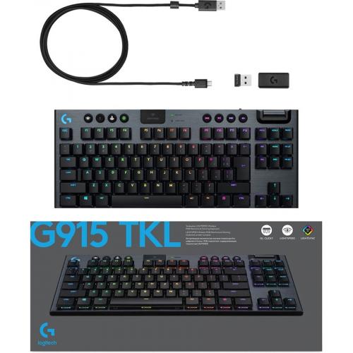 Open Box: Logitech G915 TKL Tenkeyless Lightspeed Wireless RGB Mechanical Gaming Keyboard, Low Profile Switch Options, Lightsync RGB, Advanced Wireless And Bluetooth Support   Linear 