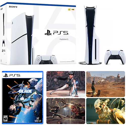 PlayStation 5 Slim Console + Stellar Blade: Standard Edition Playstation 5 - Includes PS5 Console & DualSense Controller - 16GB RAM 1TB SSD - Custom Integrated I/O - Up to 120fps @ 120Hz output