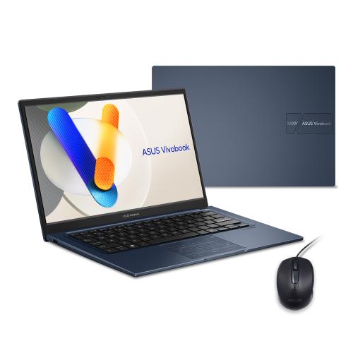 ASUS Vivobook 14" FHD Laptop Intel Core 5 120U 8GB RAM 512GB SSD Quiet Blue with Wired Optical Black Mouse
