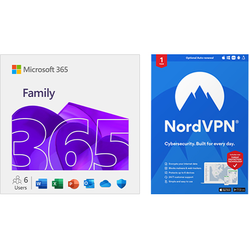 Microsoft 365 Family 12 Month Subscription + NordVPN 1-Year Subscription Standard (Digital Download)