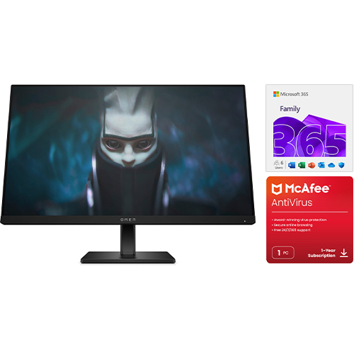 HP OMEN Gaming Monitor + McAfee AntiVirus + Microsoft 365 Family