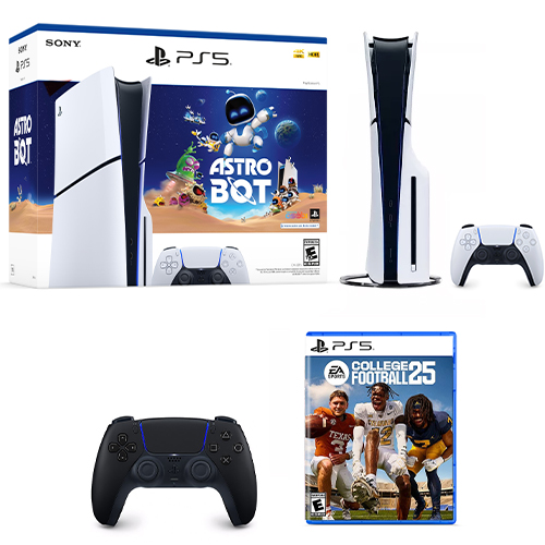 PlayStation 5 Slim Console Astro Bot Bundle + PlayStation 5 DualSense Wireless Controller Midnight Black + College Football 25 Standard Edition PlayStation 5