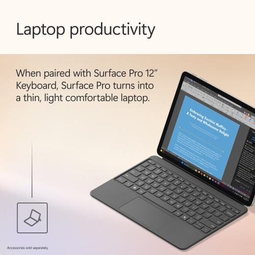 Microsoft Surface Pro Copilot+ PC Touchscreen 12" LCD Snapdragon X Plus 16GB RAM 256GB UFS Platinum