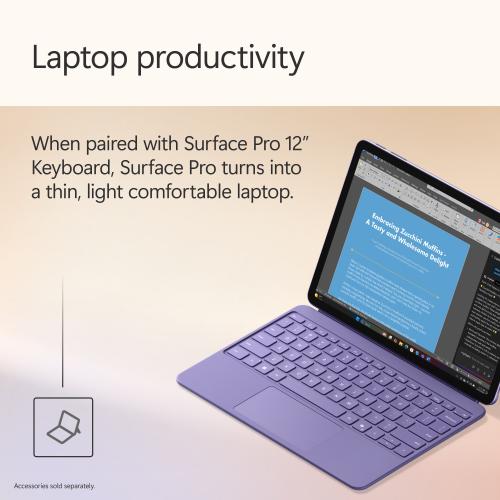 Microsoft Surface Pro Copilot+ PC Touchscreen 12" LCD Snapdragon X Plus 16GB RAM 512GB UFS Violet