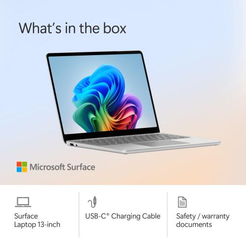 Microsoft Surface Laptop Copilot+ PC 13" Touchscreen Snapdragon X Plus Processor 16GB RAM 256GB UFS (8th Edition) Platinum