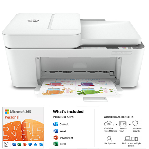HP DeskJet 4158e All-in-One Printer + Microsoft 365 Personal 12 Month