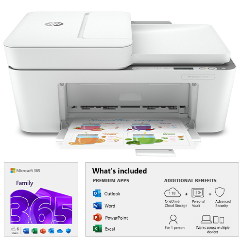 HP DeskJet 4158e All-in-One Printer + Microsoft 365 Family 12 Month