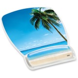 3M Precise Mouse Pad with Gel Wrist Rest, Soothing Gel Comfort with Durable, Easy to Clean Cover, Optical Mouse Performance, Fun Beach Design (MW308BH), Blue Beach,9"*7.5"