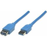 Manhattan SuperSpeed USB 3.0 A Male/A Female Extension Cable, 5Gbps, 6.5 ft (2m), Blue