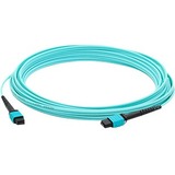 AddOn 15m MPO (Female) to MPO (Female) 12-Strand Aqua OM4 Crossover Fiber OFNR (Riser-Rated) Patch Cable
