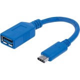 Manhattan SuperSpeed USB 3.1 Gen1 Type-C Male to Type-A Female Device Cable, 5 Gbps, Blue, 6"