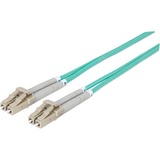 Intellinet Network Solutions Fiber Optic Patch Cable, LC/LC, OM3, 50/125, Multimode, Duplex, Aqua, 7 ft (2 m)