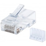 Intellinet Network Solutions Cat6 RJ45 Modular Plugs, 3-Prong, UTP, For Solid Wire, 90 Plugs and Liners in Jar