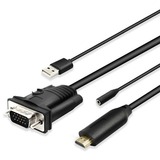 4xem 4XVGAHDMIUAP6 6 ft. HDMI to VGA Adapter with 3.5 mm Audio Jack & 10.80Gbps USB Power44; Black