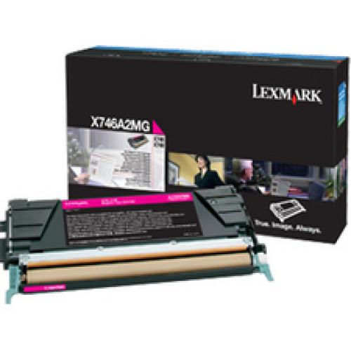 Lexmark Magenta Toner Cartridge, 7000 Yield, for Use in Model X746/X748 (X746A2MG)