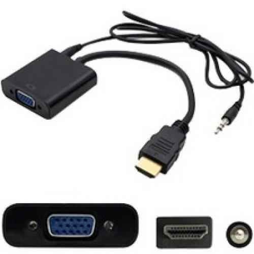 HDMI 1.3 Male to VGA Female Black Adapter Which Includes 3.5mm Audio and Micro USB Ports For Resolution Up to 1920x1200 (WUXGA)