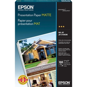 Epson Presentation Paper MATTE (11x17 Inches, 100 Sheets) (S041070),White