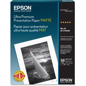Epson Ultra Premium Presentation Paper MATTE (8.5x11 Inches, 50 Sheets) (S041341),White
