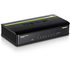 TRENDnet 8-Port Unmanaged 10/100 Mbps GREENnet Ethernet Desktop Switch; TE100-S8; 8 x 10/100 Mbps Ethernet Ports; 1.6 Gbps Switching Capacity; Plastic Housing; Network Ethernet Switch; Plug & Play