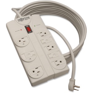 Tripp Lite by Eaton Protect It! 8-Outlet Surge Protector, 25 ft. Cord with Right-Angle Plug, 1440 Joules, Diagnostic LEDs, Light Gray Housing