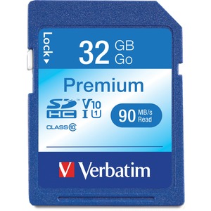 Verbatim 32GB Premium SDHC Memory Card, UHS-I Class 10, Blue