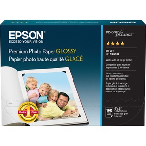 Epson FBA_s041727 Premium Glossy Photo Paper, 4X6 100