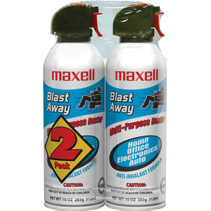 Maxell 190026 Blast Away Canned Air 154a Formula, 10 0z., 2-Pack