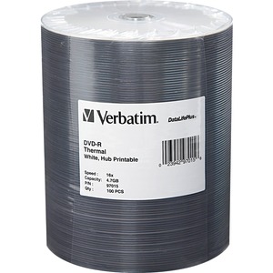Verbatim DVD-R 4.7GB 16X DataLifePlus White Thermal Printable, Hub Printable