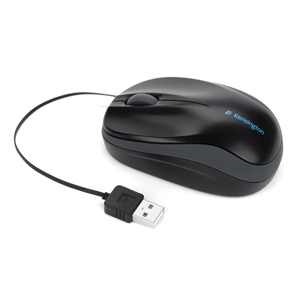 Kensington Pro Fit Retractable Mobile Mouse for Mac or PC (Black), 2.25w x 4d x 1.5h
