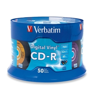 Verbatim CD-R Blank Discs 700MB 80min 52X Recordable Disc for Data and Music with Digital Vinyl Surface