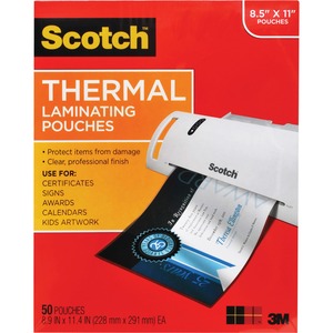 Scotch Thermal Laminating Pouches, 8.9 x 11.4-Inches, 3 mil thick, 50-Pack (TP3854-50),Clear