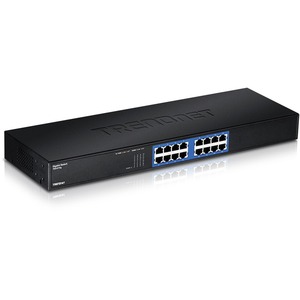TRENDnet 16-Port Unmanaged Gigabit GREENnet Switch, 16 x RJ-45 Ports, 32Gbps Switching Capacity, Fanless, Rack Mountable, Network Ethernet Switch, Lifetime Protection, Black, TEG-S16G